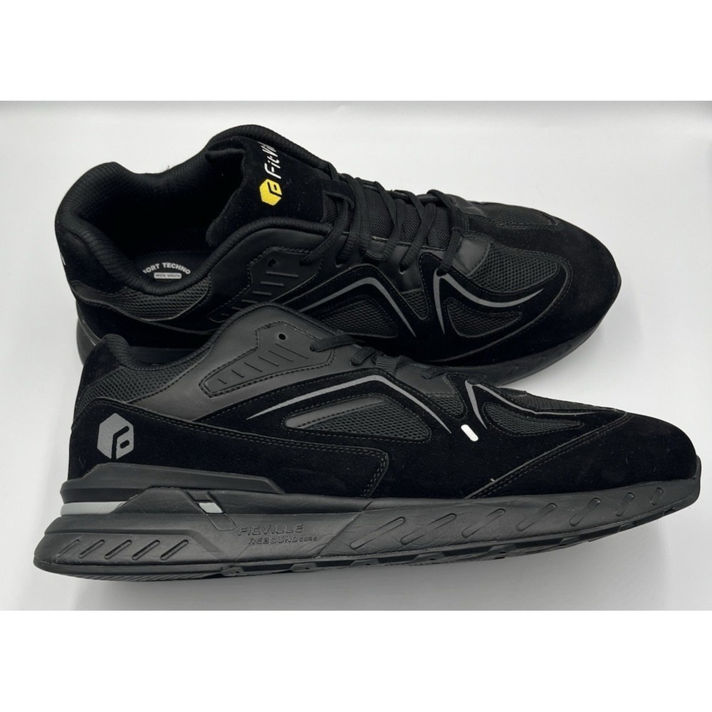 FitVille Rebound Core V1 Mens 15EEW Black Extra Wide Walking Sneakers